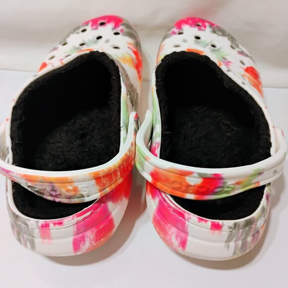 Crocs Lined Clogs Classic Tie Dye Paint Spill Spatter Fuzzy Unisex size W10/ M8 - Picture 7 of 11